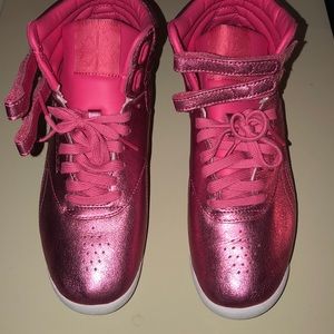 hot pink reebok high tops